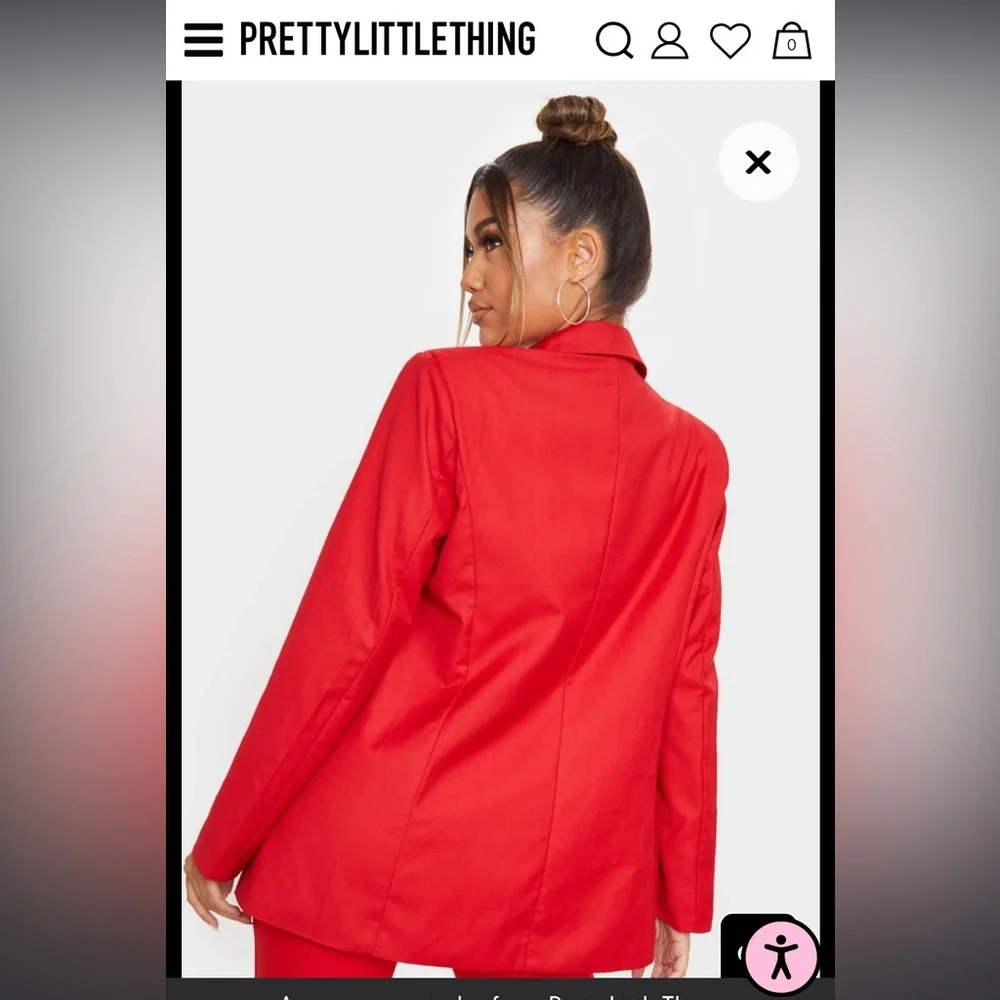 PRETTYLITTLETHING red longline oversized blazer - Picture 13 of 13